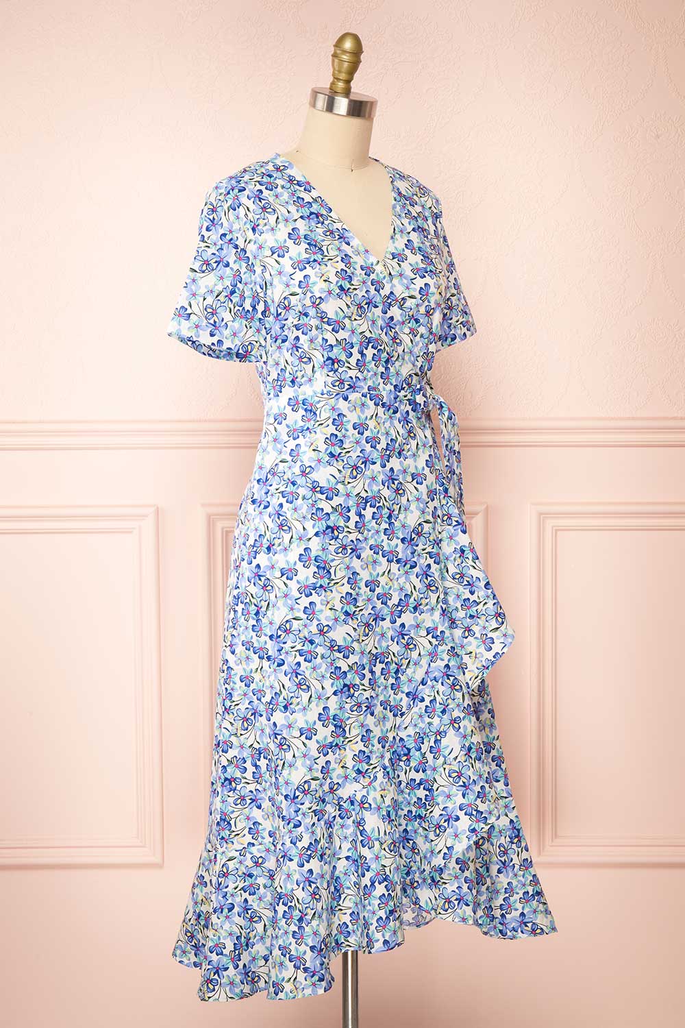 Leimakide Floral Wrap Midi Dress | La petite garçonne side view