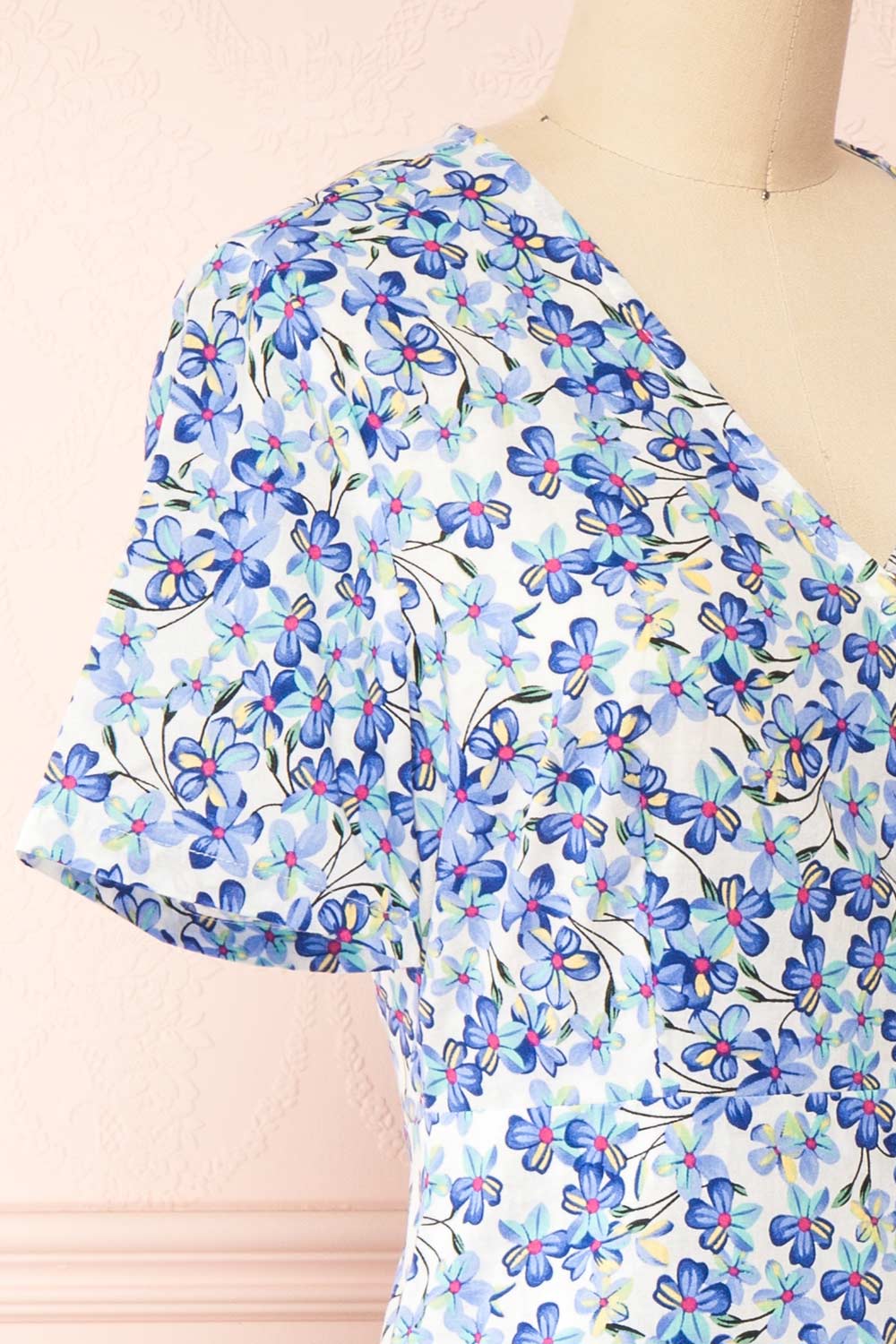 Leimakide Floral Wrap Midi Dress | La petite garçonne side close-up