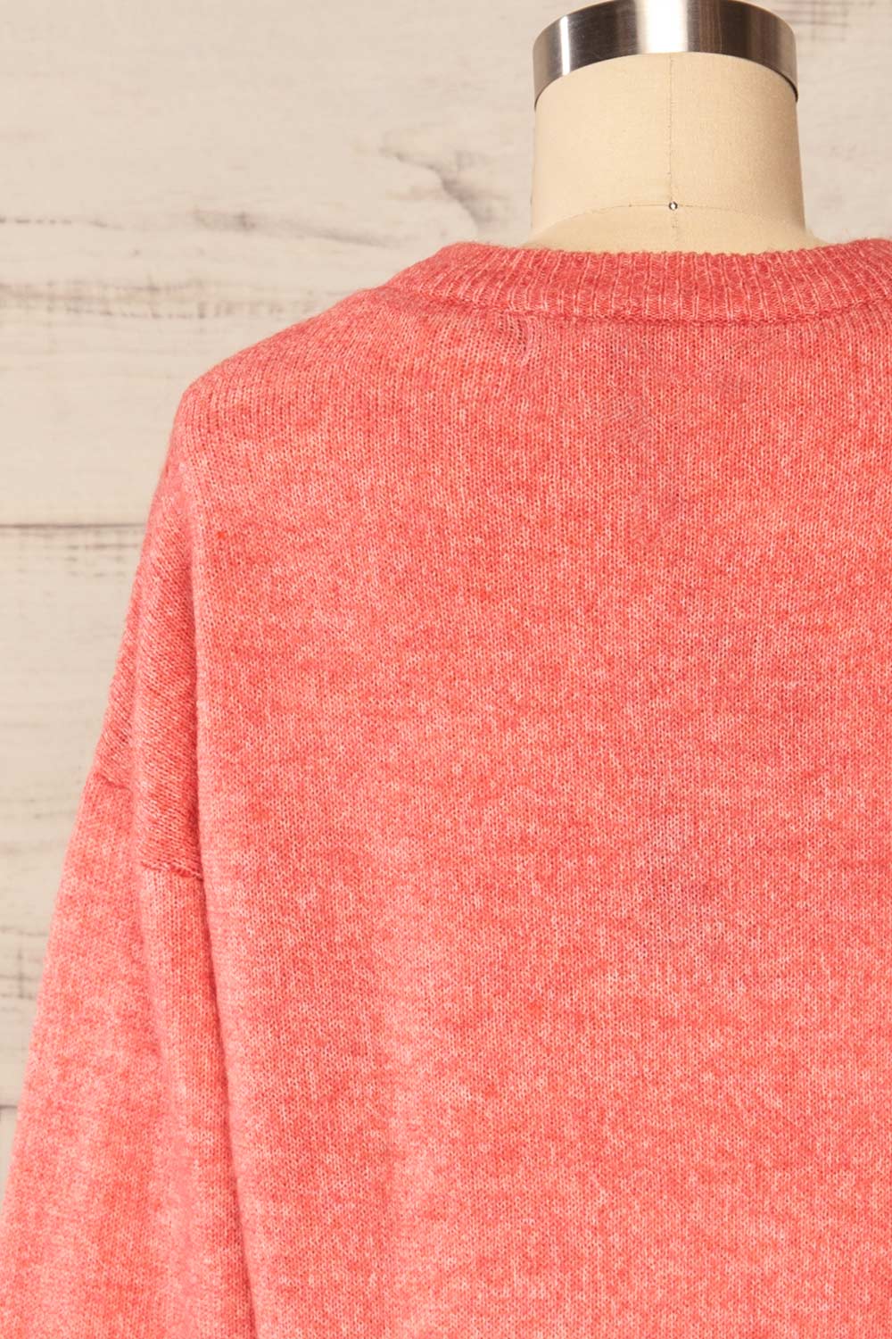 Lenes Coral Melange Knit Sweater | La petite garçonne back close up
