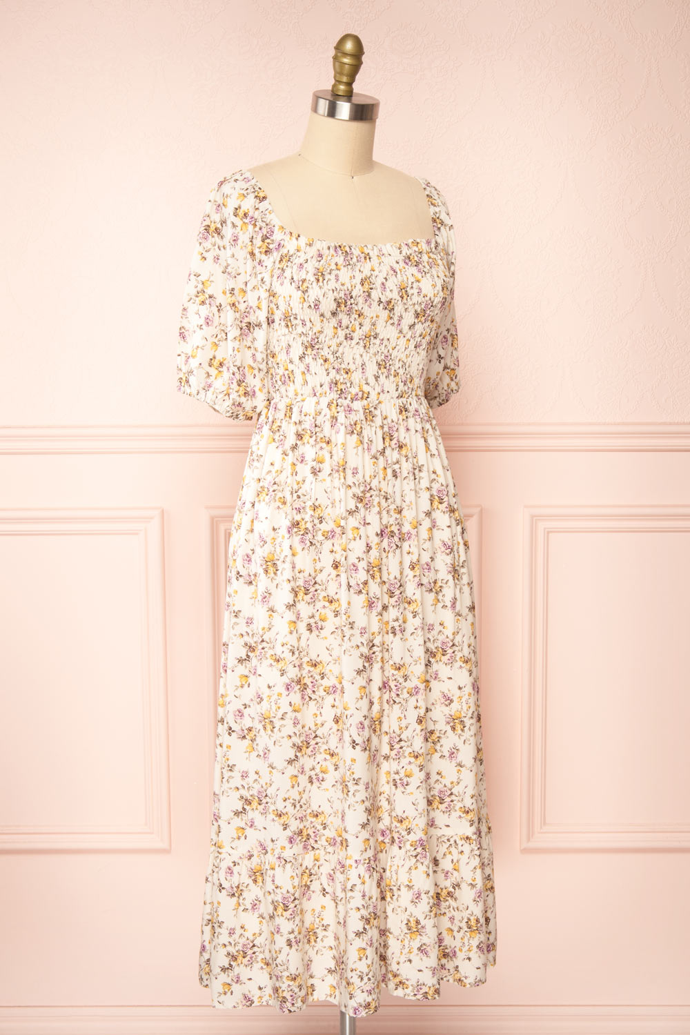 Leonne Square Neck Floral Midi Dress | Boutique 1861 side view