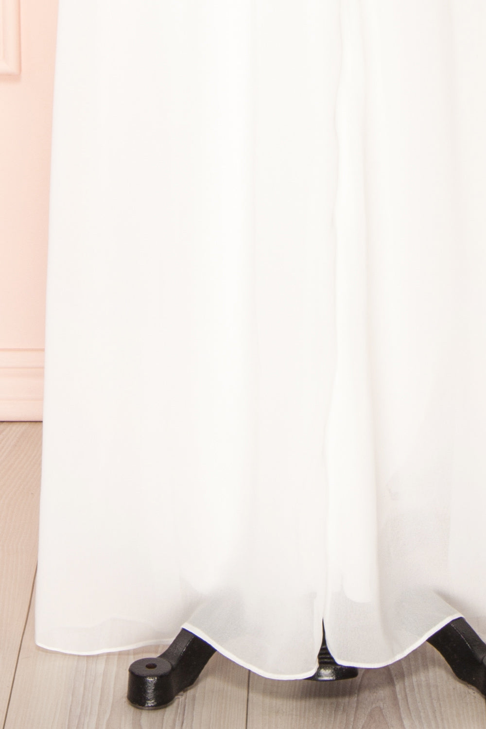 Leony Ivory V-Neck Chiffon Maxi Dress | Boudoir 1861 details