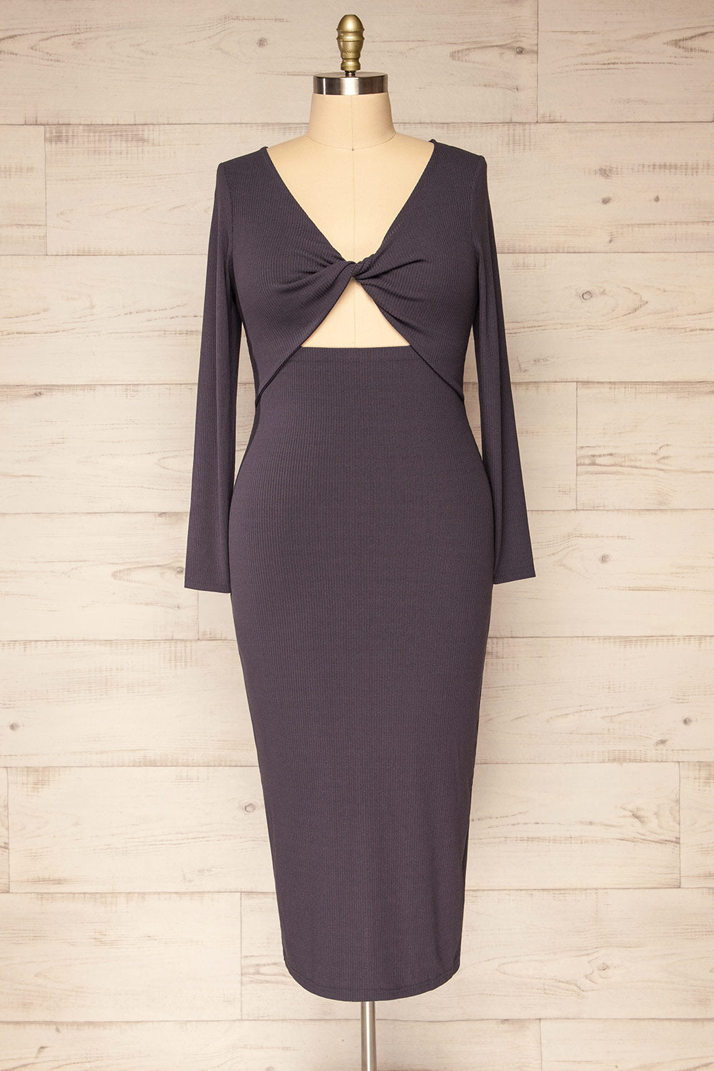 Lerida Front Cut-Out Long Sleeve Fitted Dress | La petite garçonne front plus size