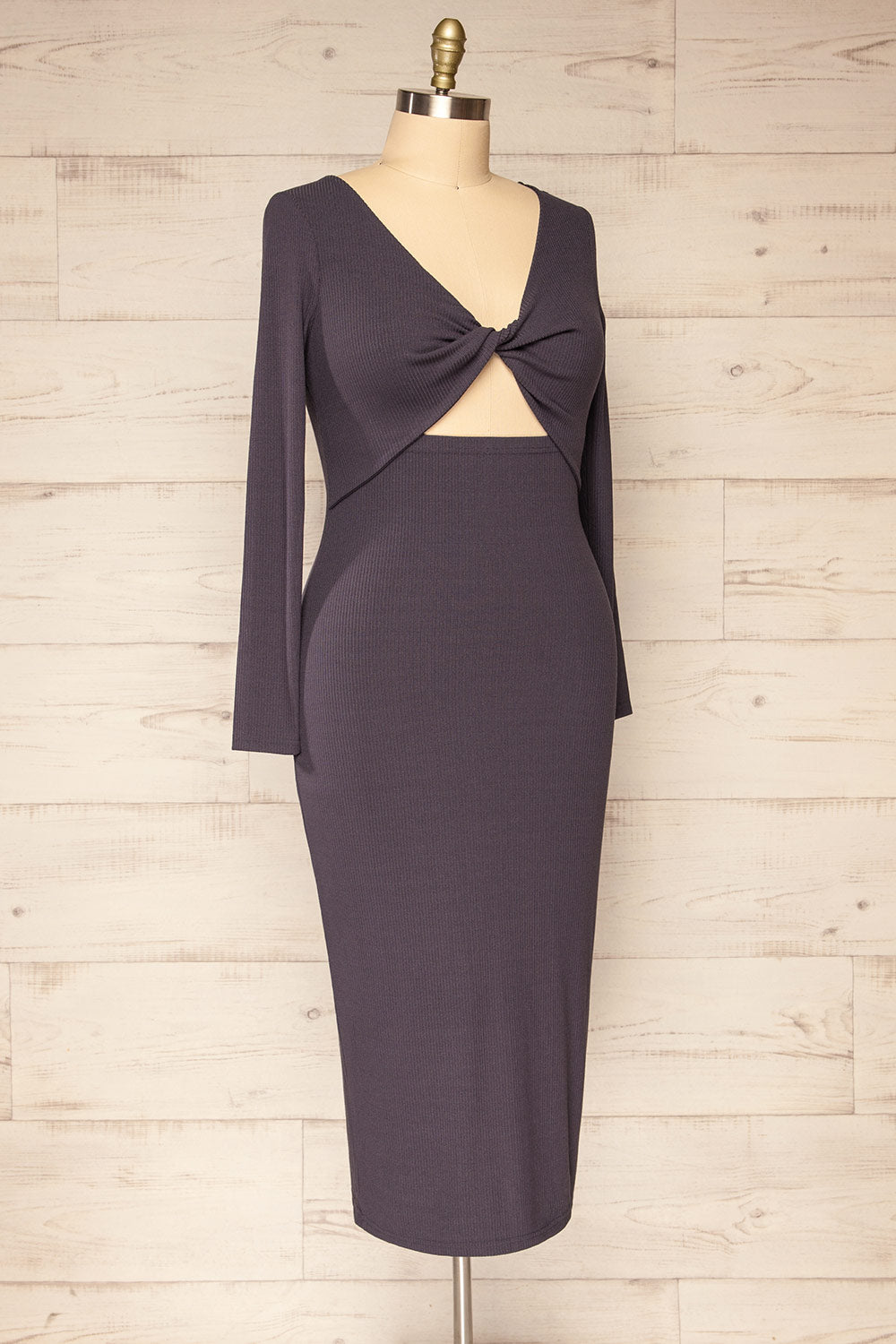 Lerida Front Cut-Out Long Sleeve Fitted Dress | La petite garçonne side plus size