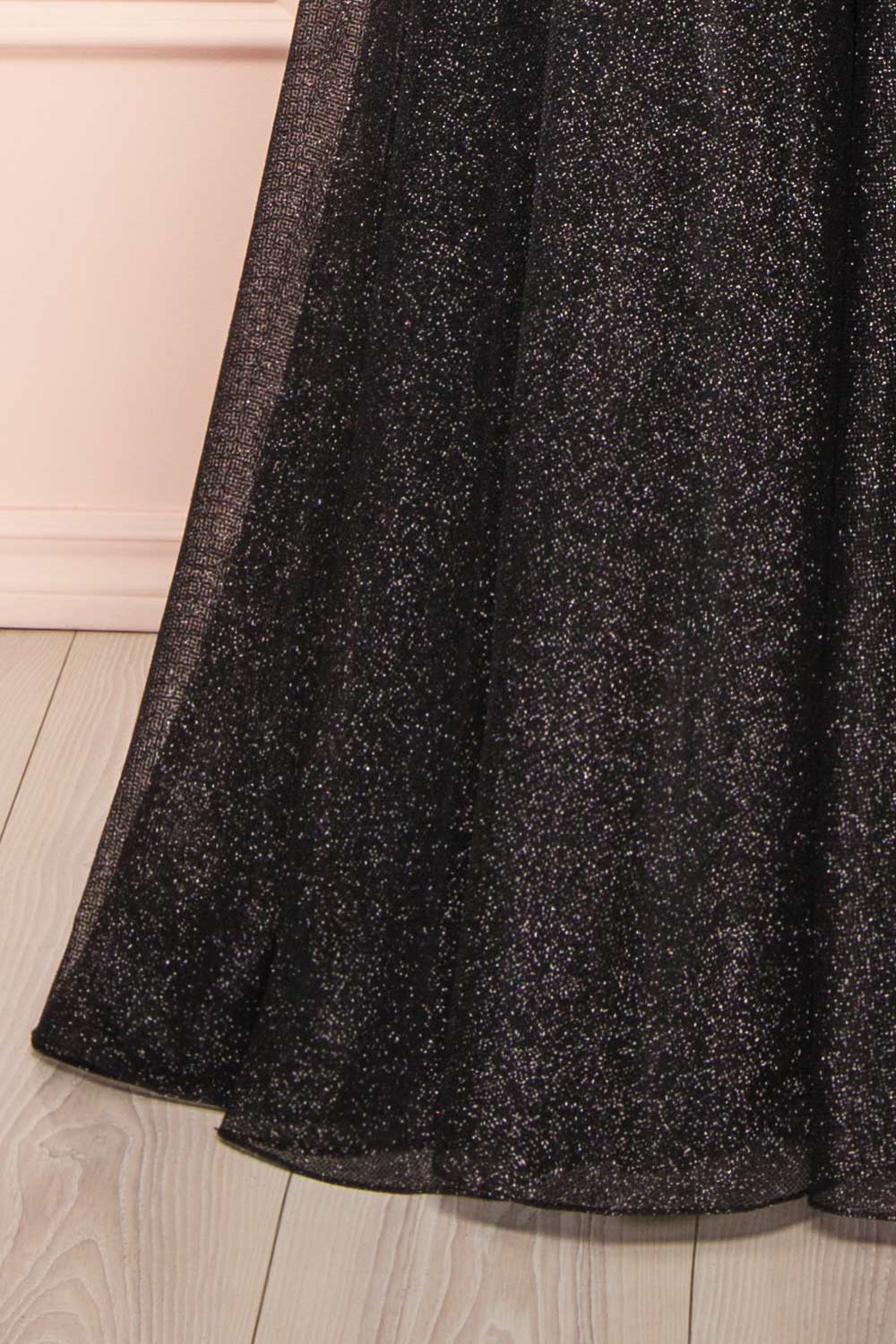 Lexy Black Sparkly Cowl Neck Maxi Dress | Boutique 1861 bottom