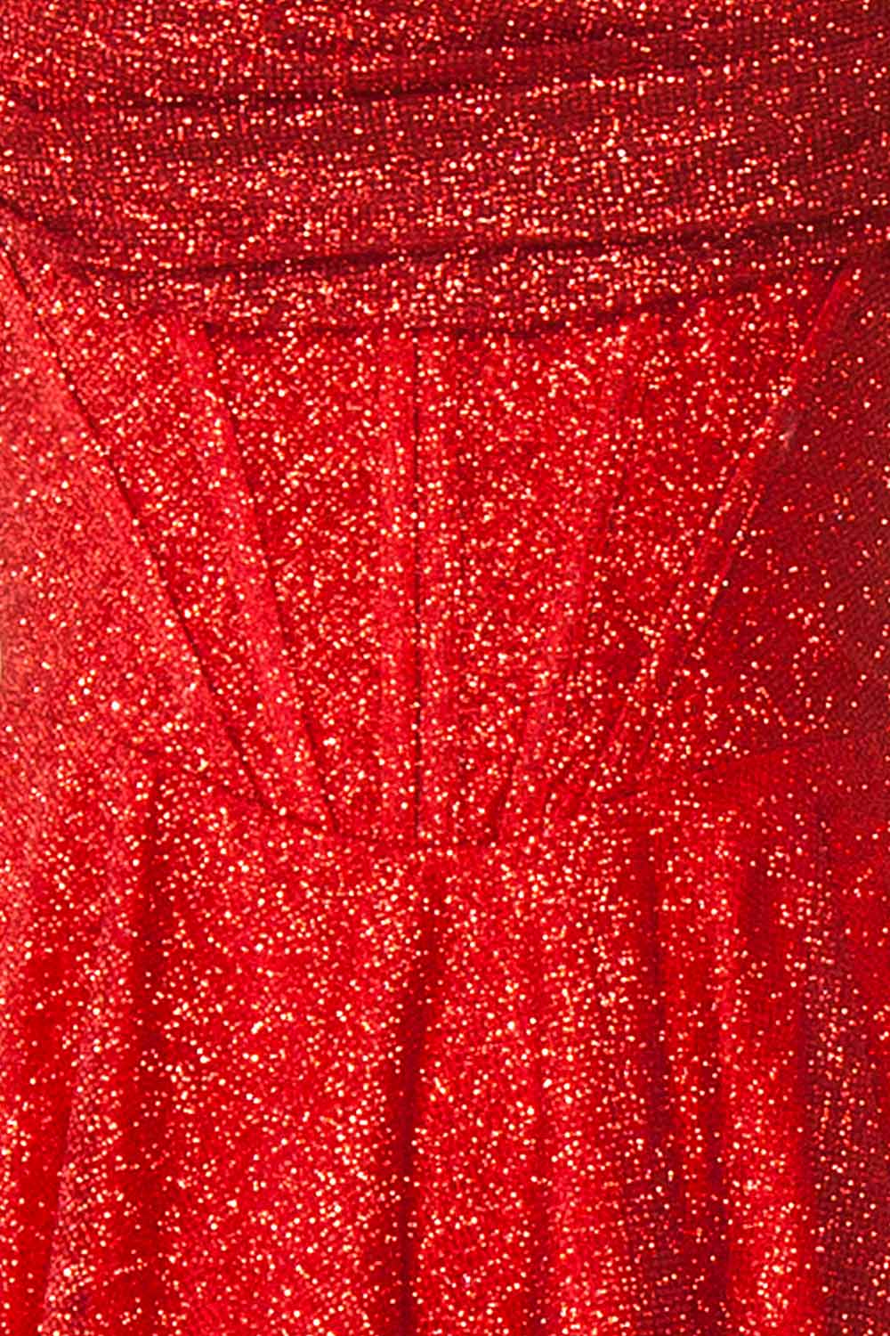Lexy Red Sparkly Cowl Neck Maxi Dress | Boutique 1861 fabric 
