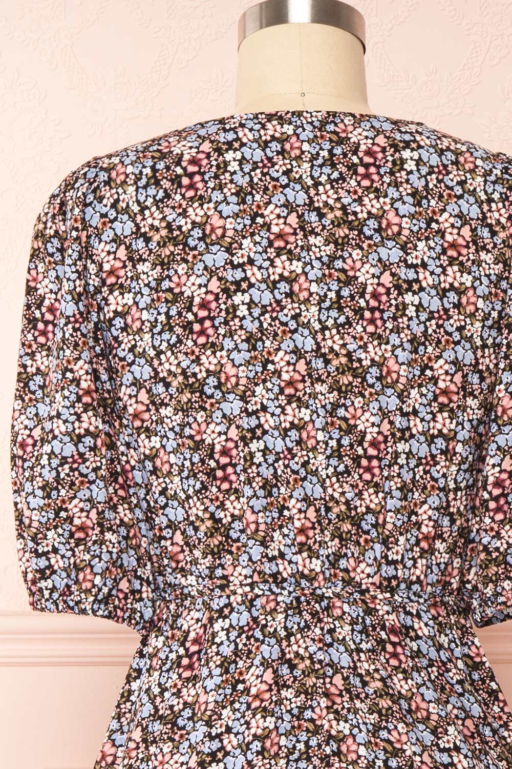 Liana Floral Short V-Neck Dress | Boutique 1861 back close up