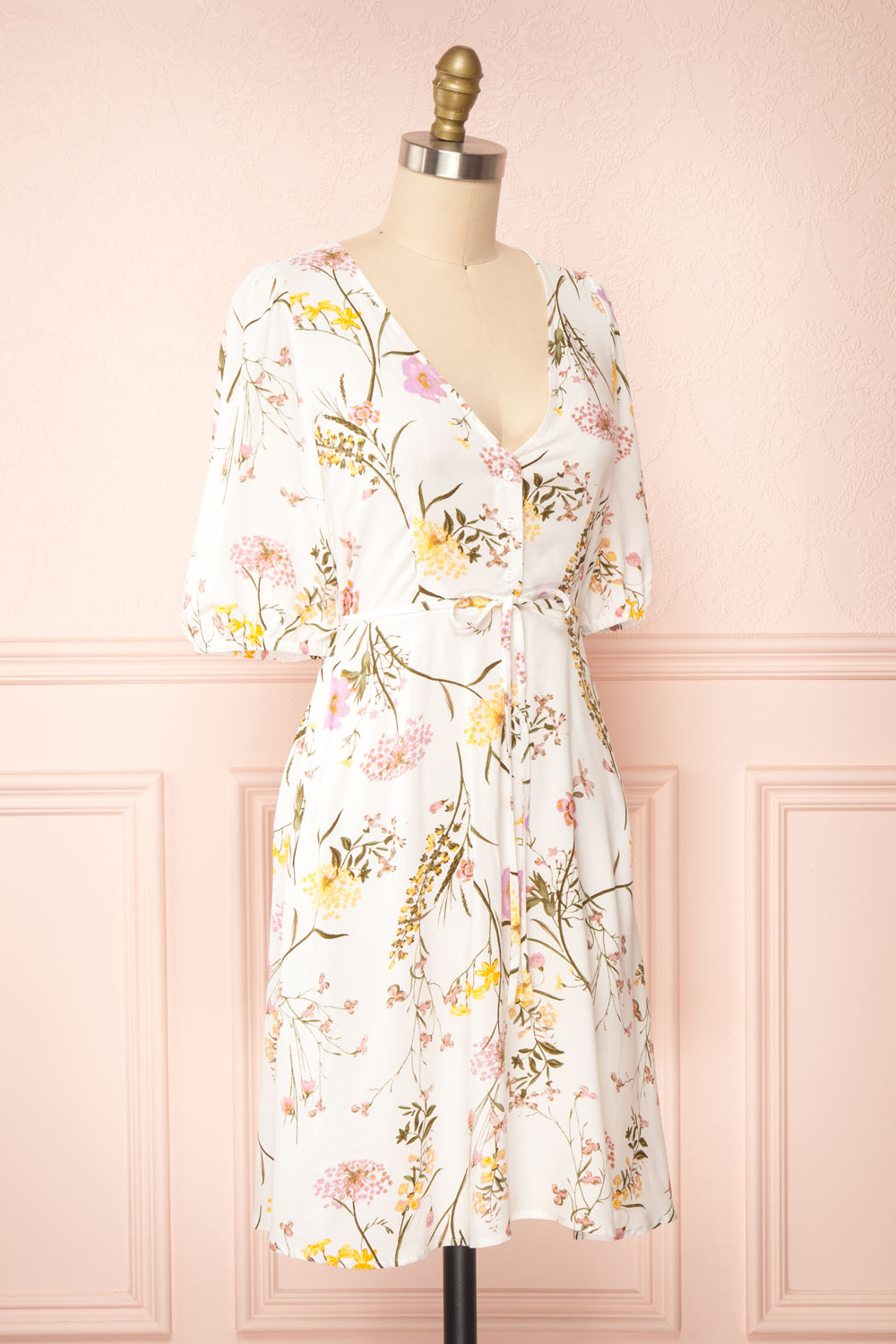 Liana White Short V-Neck Dress | Boutique 1861 side view