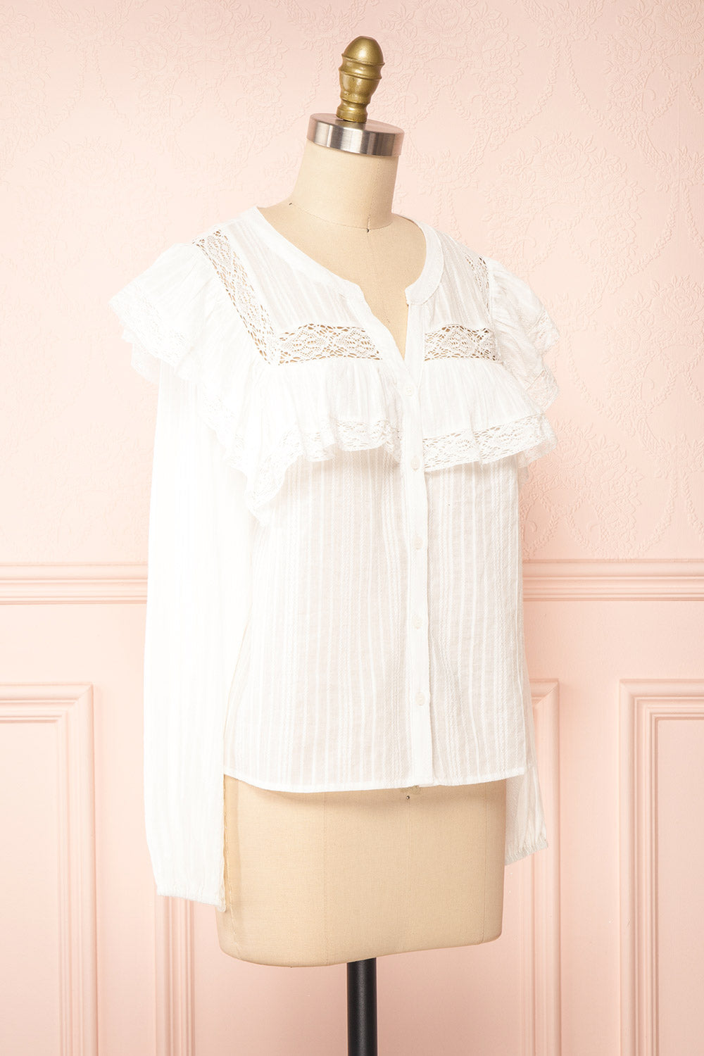 Liberalis Striped Blouse w/ Ruffles | Boutique 1861 side view