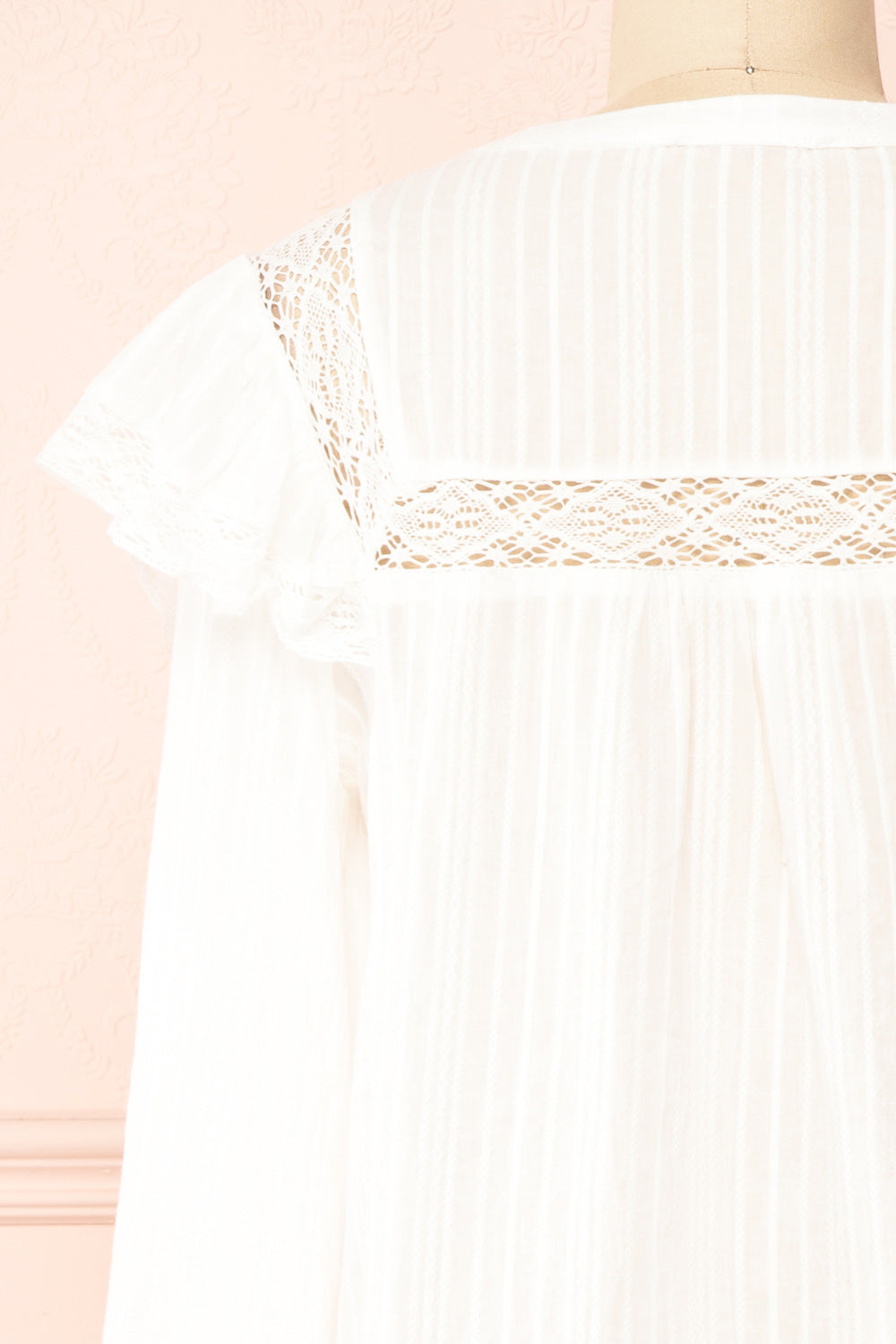 Liberalis Striped Blouse w/ Ruffles | Boutique 1861 back close-up