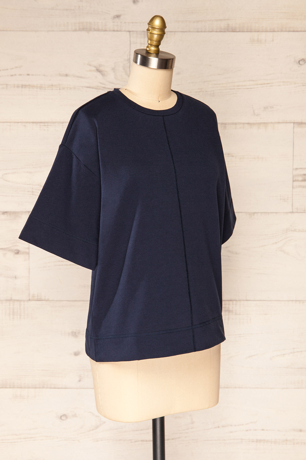 LIicata Navy Round Collar Top | La petite garçonne side view