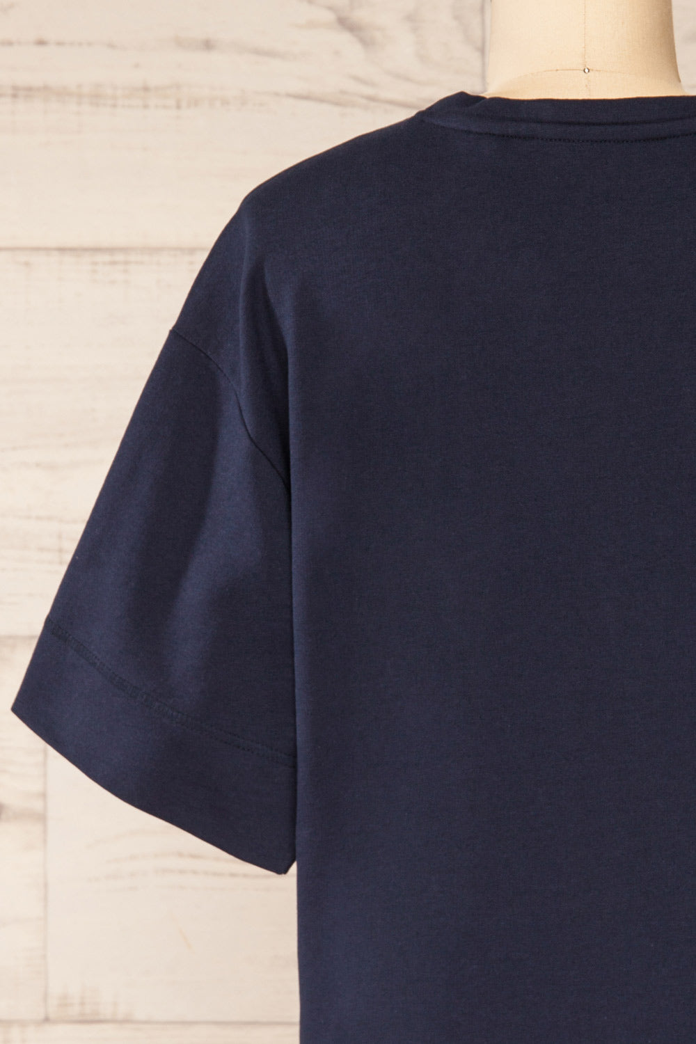 LIicata Navy Round Collar Top | La petite garçonne back close-up