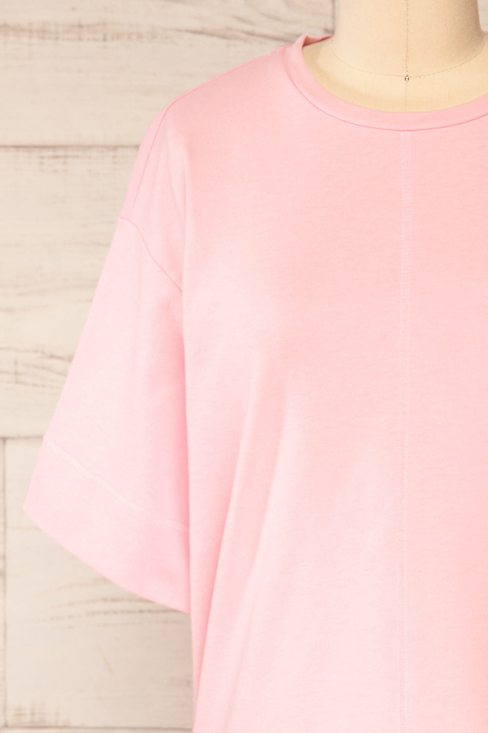 LIicata Pink Round Collar Top | La petite garçonne front close-up