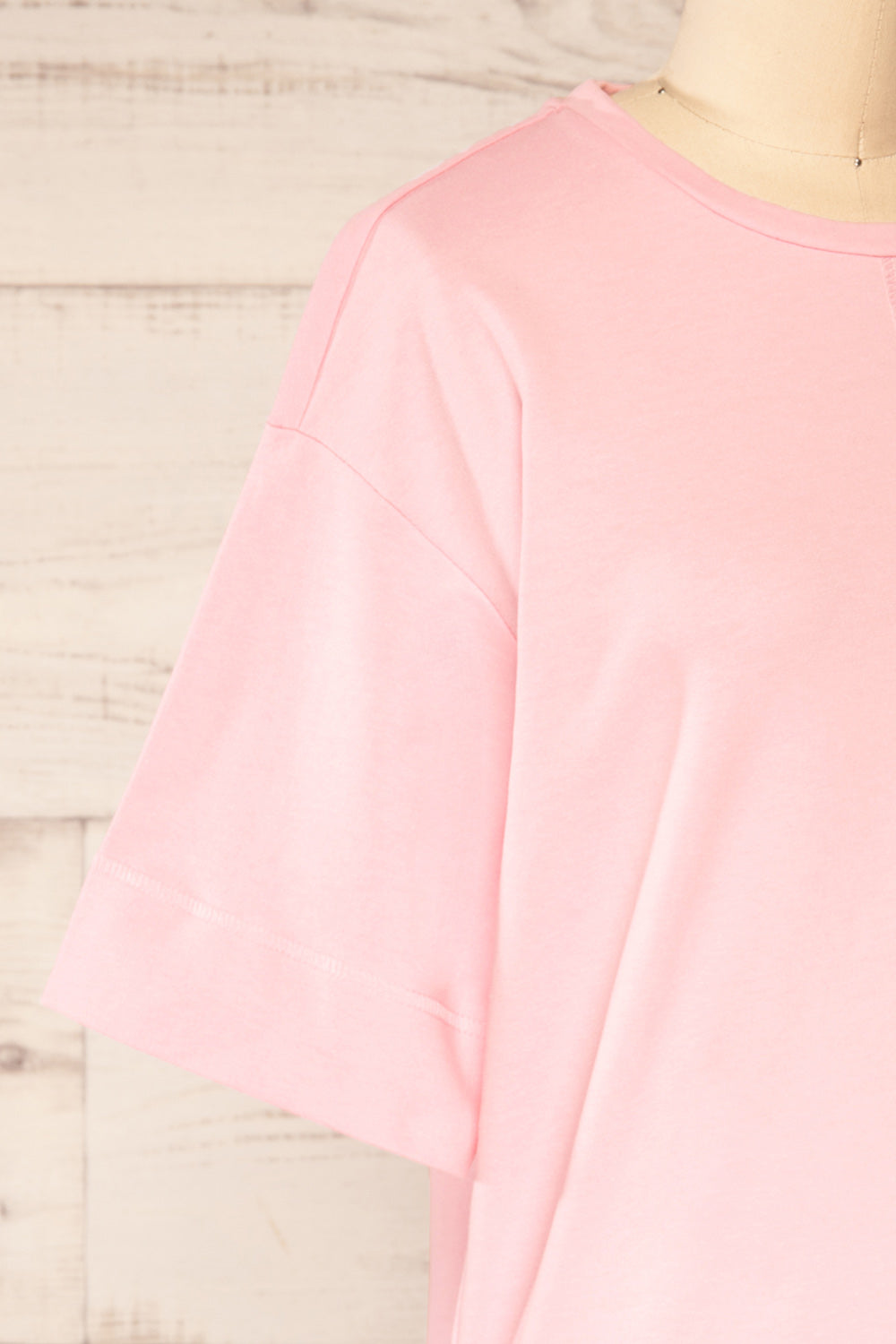 LIicata Pink Round Collar Top | La petite garçonne side close-up