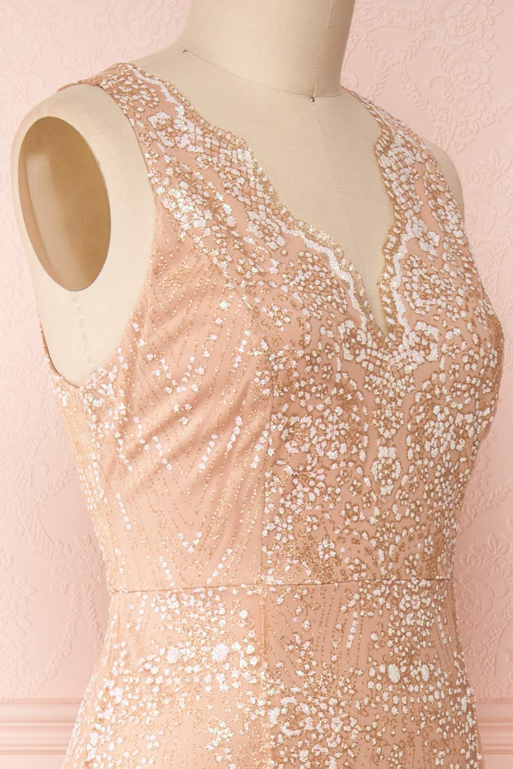 Liesel Blush Plus Size Mermaid Gown | Robe | Boutique 1861 side close-up