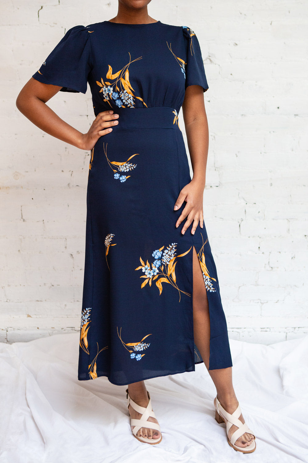 Lili-Jade Floral Midi Dress with Slit | Boutique 1861 model