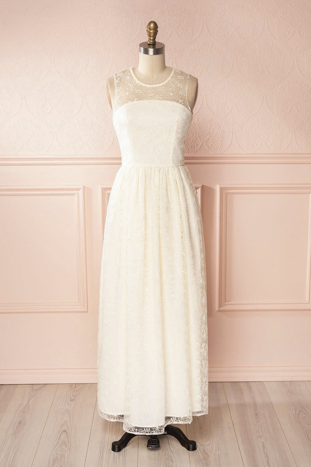 Lilya Ivoire Off-White Embroidered Maxi Gown | Boudoir 1861