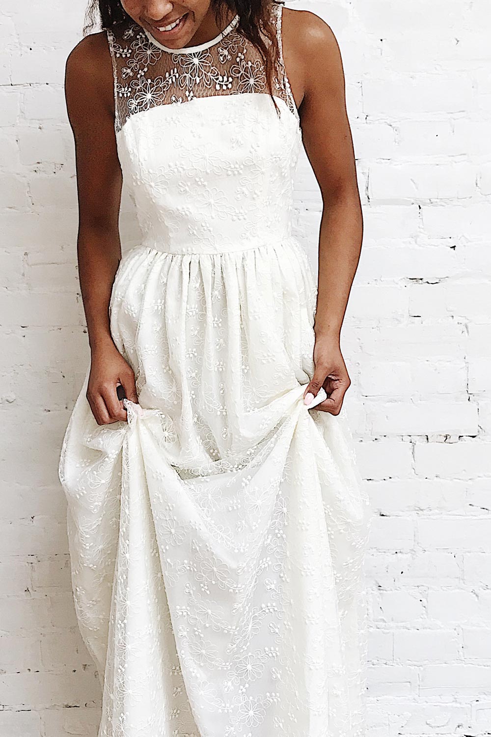 Lilya Ivoire Off-White Embroidered Maxi Gown | Boudoir 1861