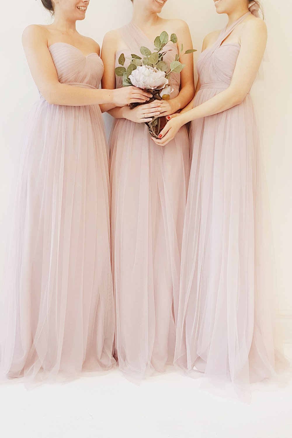 Linaya Rose Cendré | Robe Bustier en Chiffon Drapé