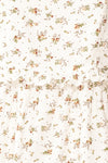 Linea White Floral Short Dress w/ Puffy Sleeves | Boutique 1861  fabric