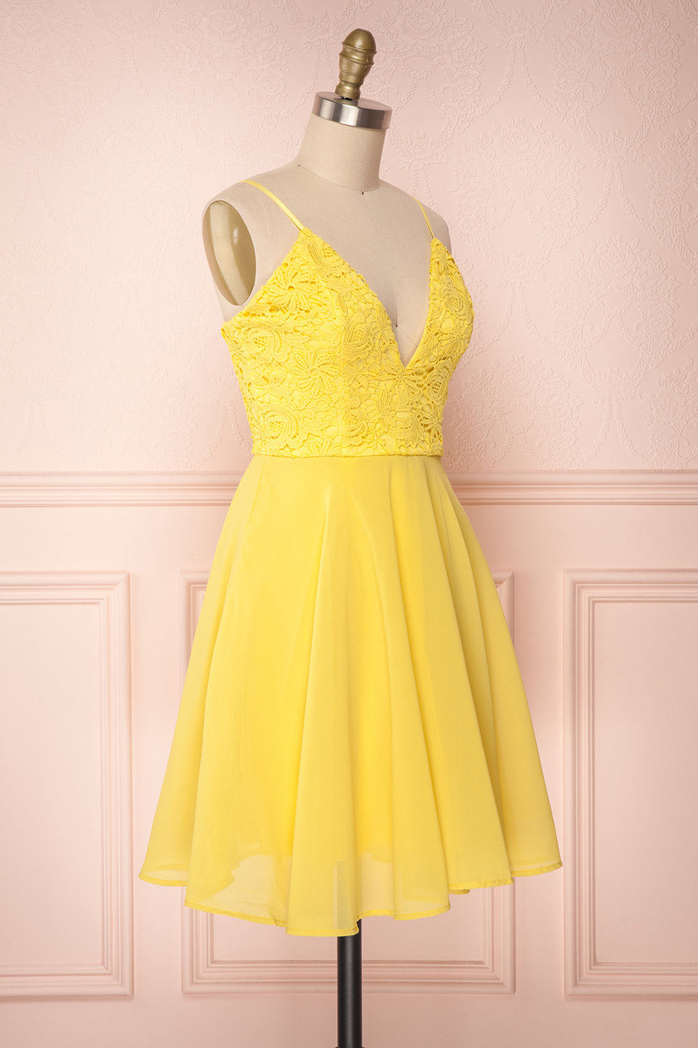 Lio Yellow | Lace & Chiffon Dress