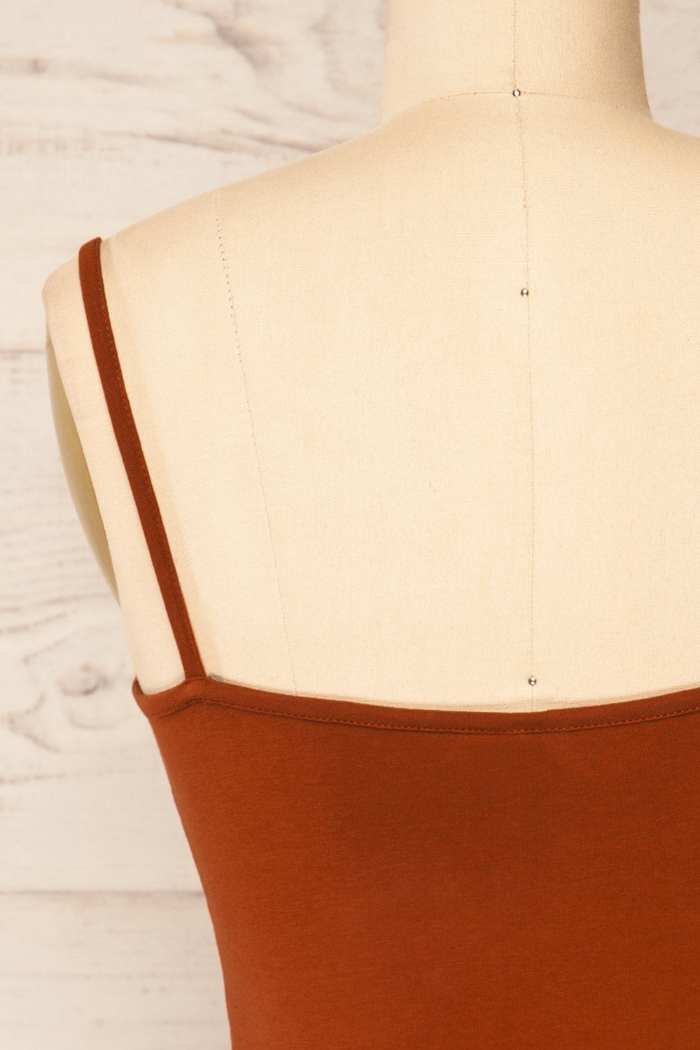 Lipno Rust Orange Knotted Thin Straps Cami| La petite garçonne back close-up