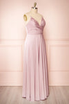 Lizza Mauve Satin Maxi Dress w/ Slit | Boudoir 1861 side plus size