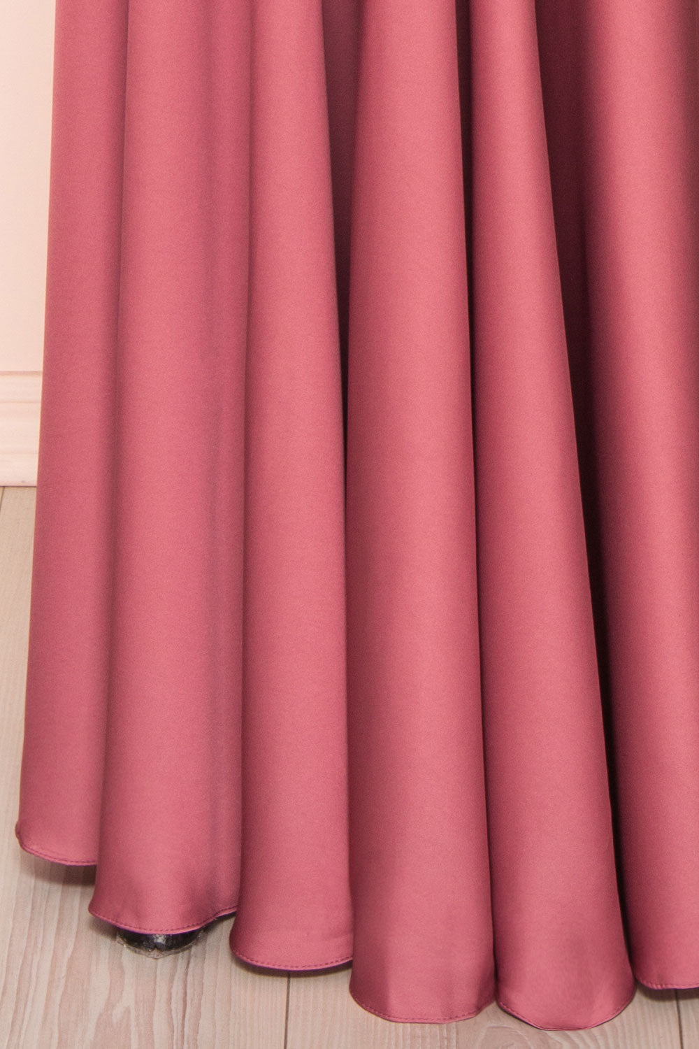 Lizza Pink Satin Maxi Dress w/ Slit | Boudoir 1861 bottom