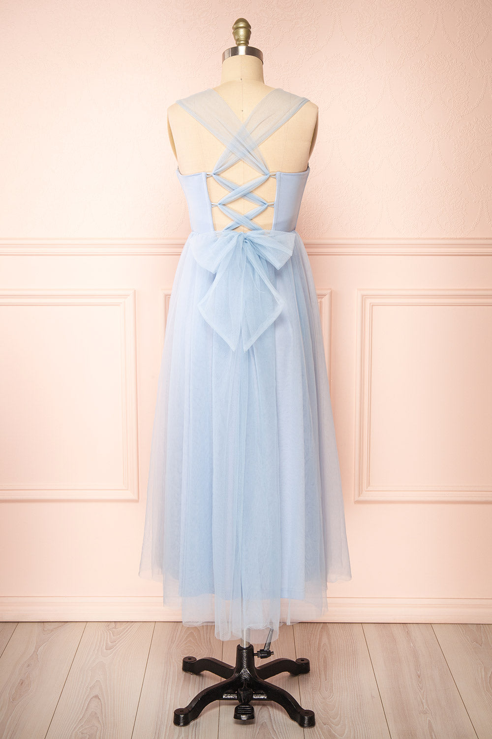 Lizzie Blue Midi Tulle Dress with Corset | Boutique 1861 back view