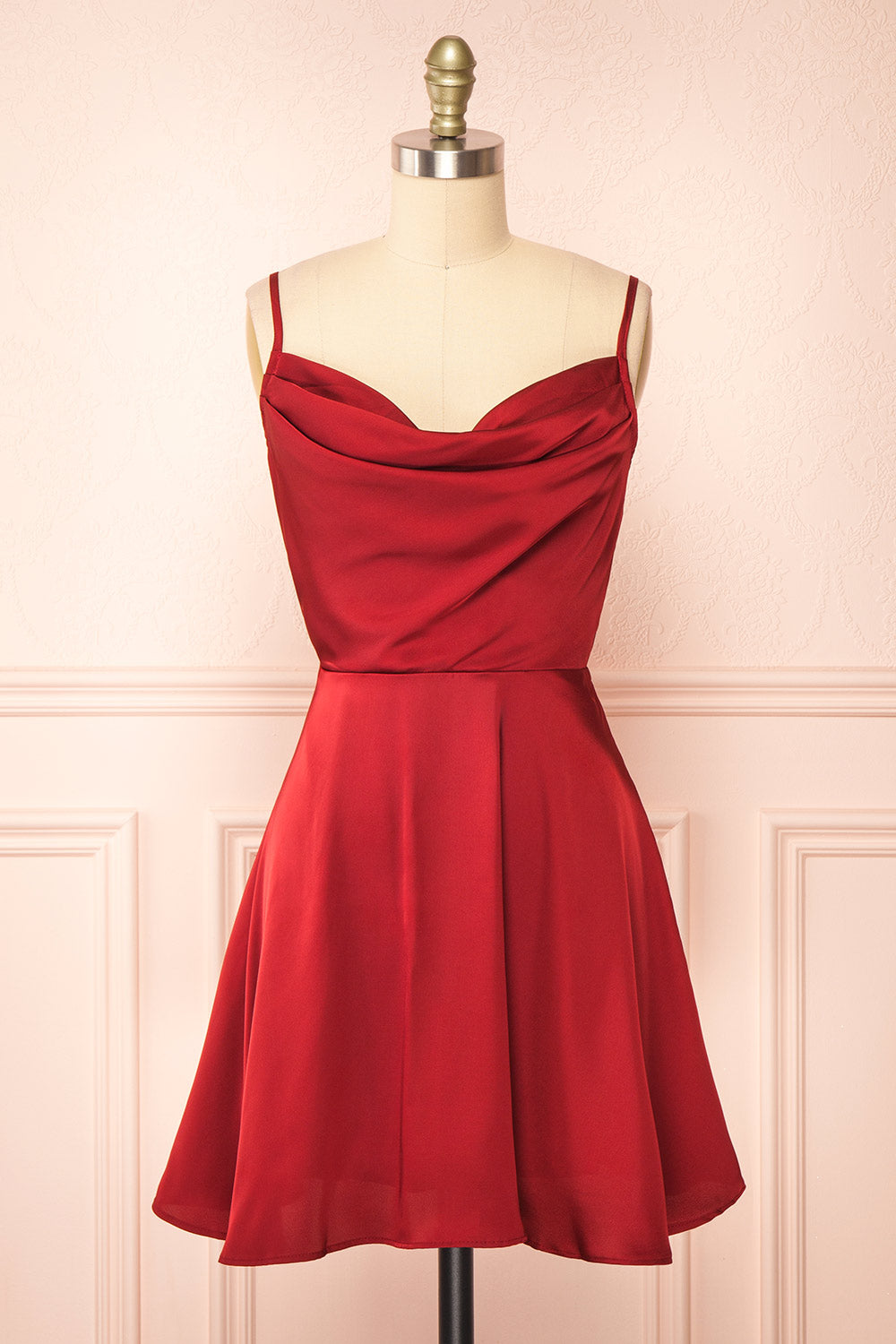 Lluvia Burgundy Short Satin A-line Dress | Boutique 1861 Lluvia Burgundy Short Satin A-line Dress | Boutique 1861