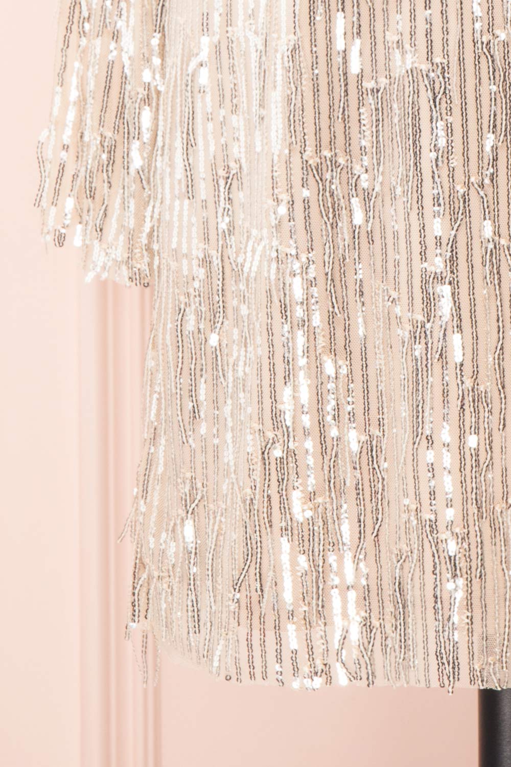 Lobelia Beige Long Sleeve Sequin Dress | Boutique 1861 bottom