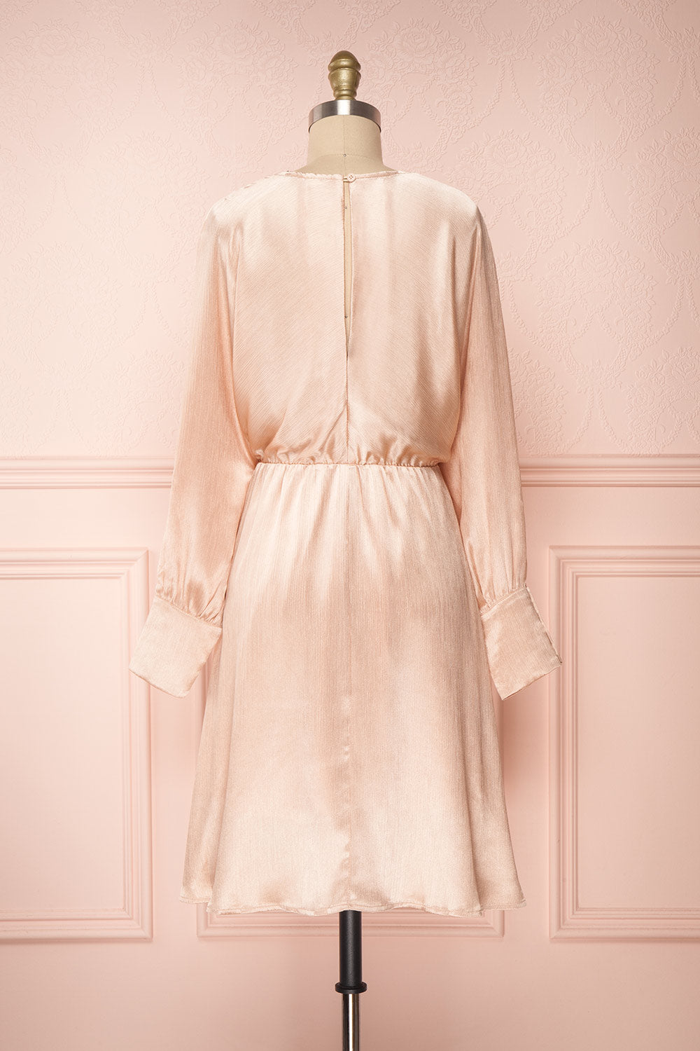 Loralyn Pink Satin Party Dress | Robe back view | Boutique 1861