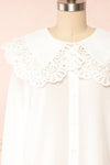 Lorelei Peter Pan Collar Blouse w/ English Embroidery | Boutique 1861 front close up