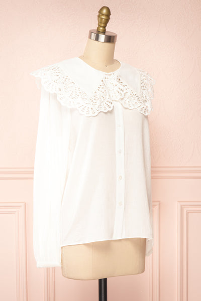 Lorelei Peter Pan Collar Blouse w/ English Embroidery | Boutique 1861 side view