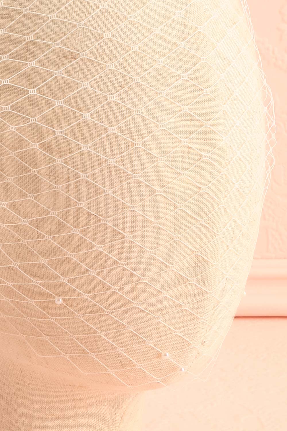 Lorenza White Bridal Face Veil Birdcage w/ Pearls | Boudoir 1861 front close-up