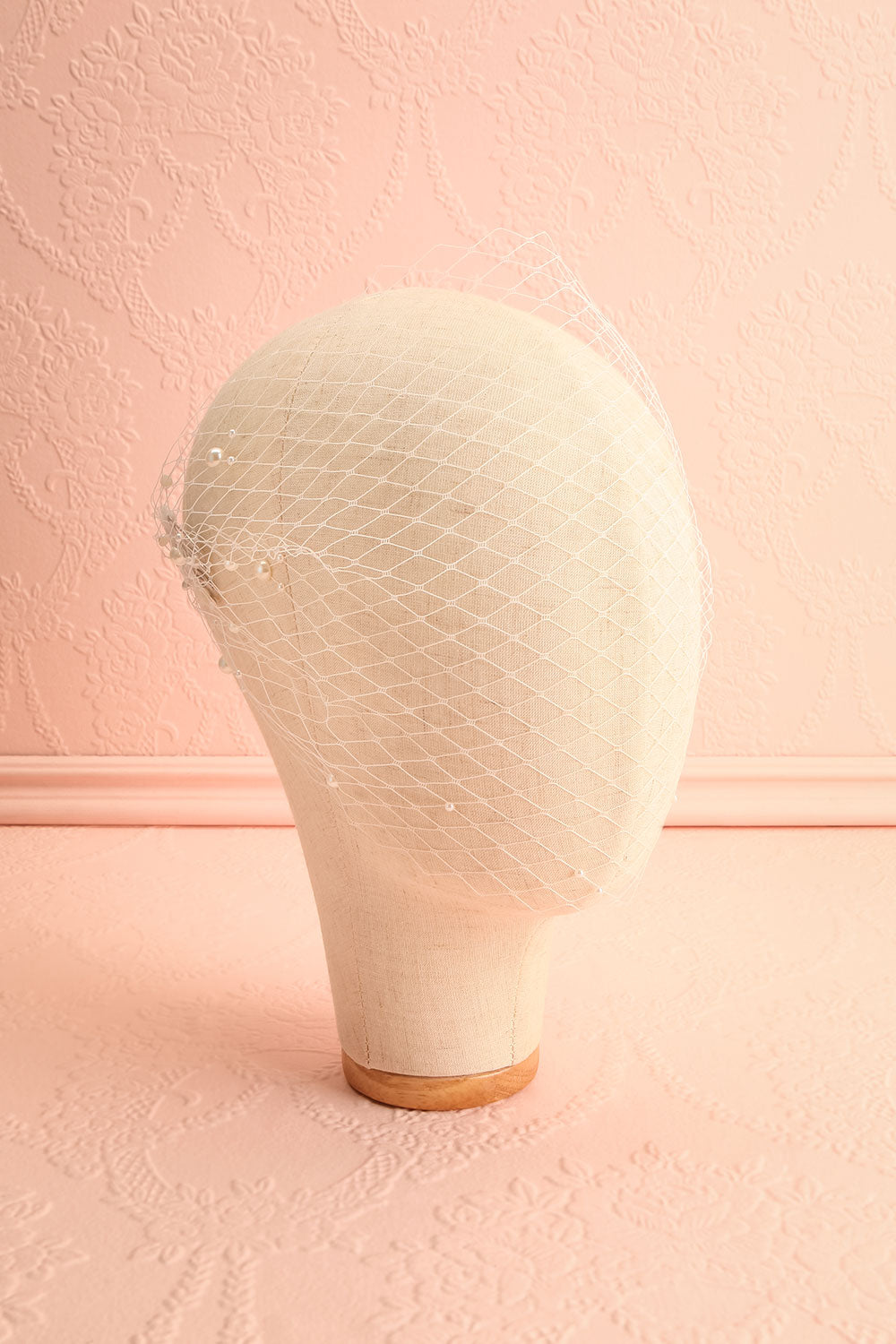 Lorenza White Bridal Face Veil Birdcage w/ Pearls | Boudoir 1861 front