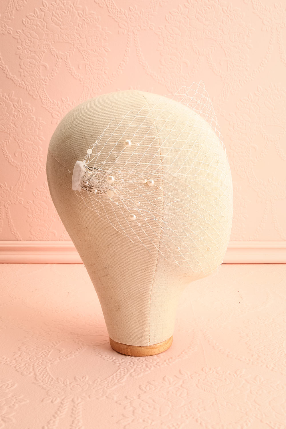 Lorenza White Bridal Face Veil Birdcage w/ Pearls | Boudoir 1861 side