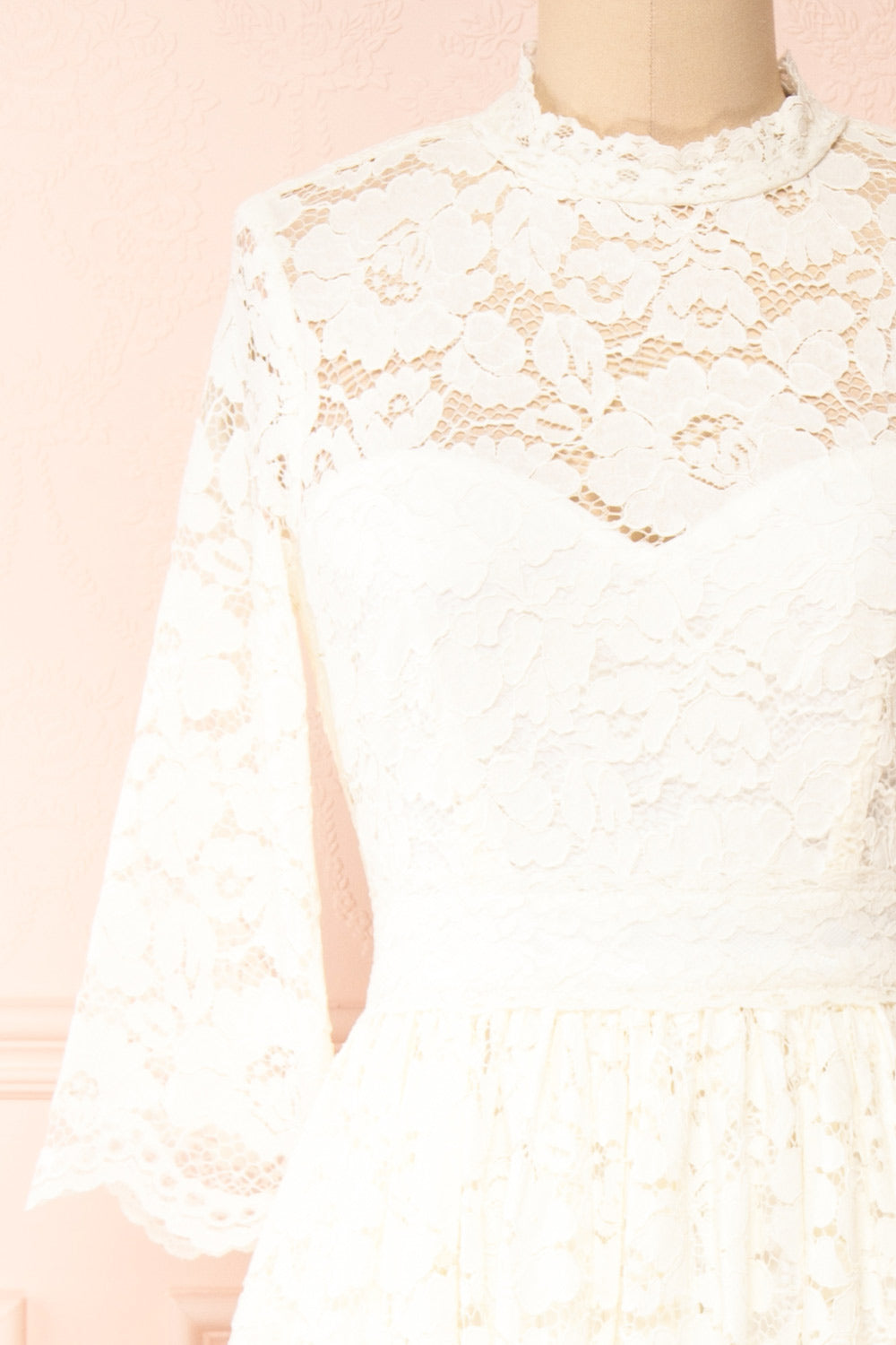 Loretta Lace Maxi Dress w/ Open-Back | Boudoir 1861 front close-up 