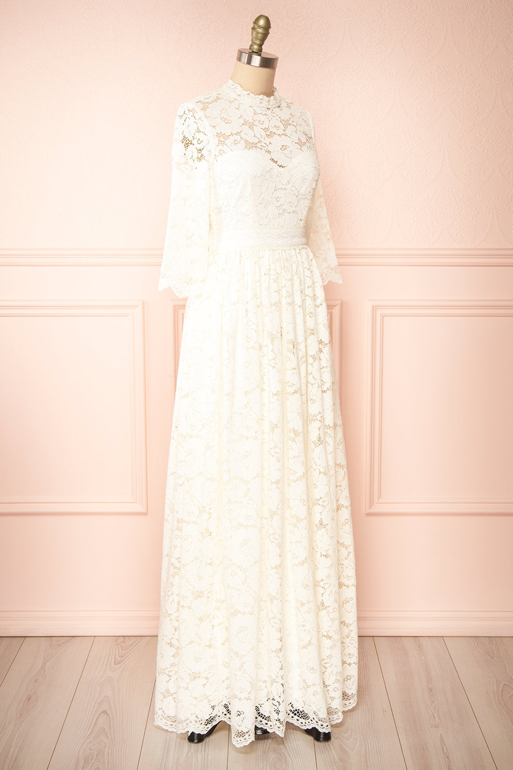 Loretta Lace Maxi Dress w/ Open-Back | Boudoir 1861 side view