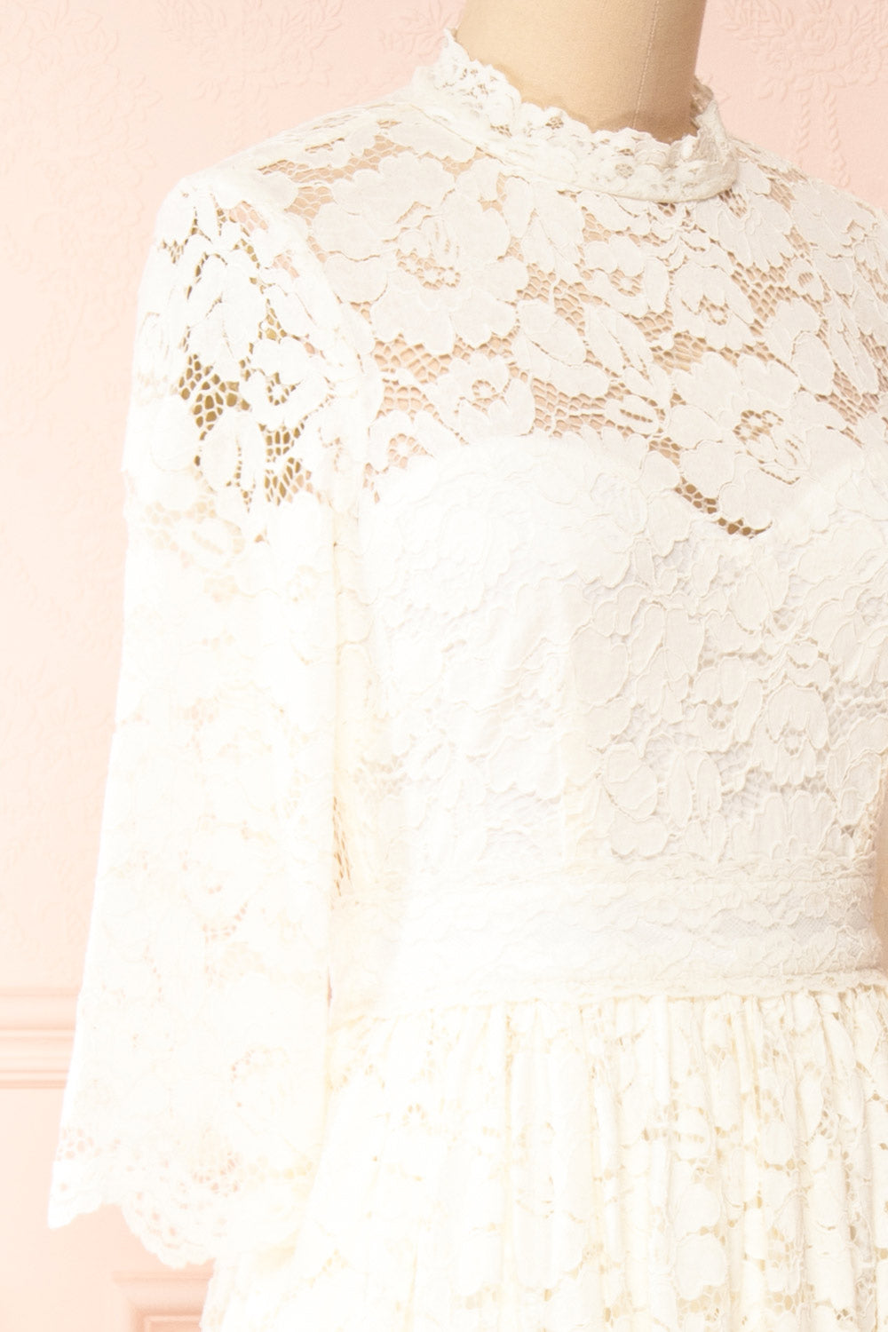 Loretta Lace Maxi Dress w/ Open-Back | Boudoir 1861 side close-up