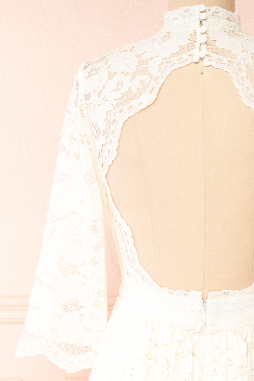 Loretta Lace Maxi Dress w/ Open-Back | Boudoir 1861 back close-up