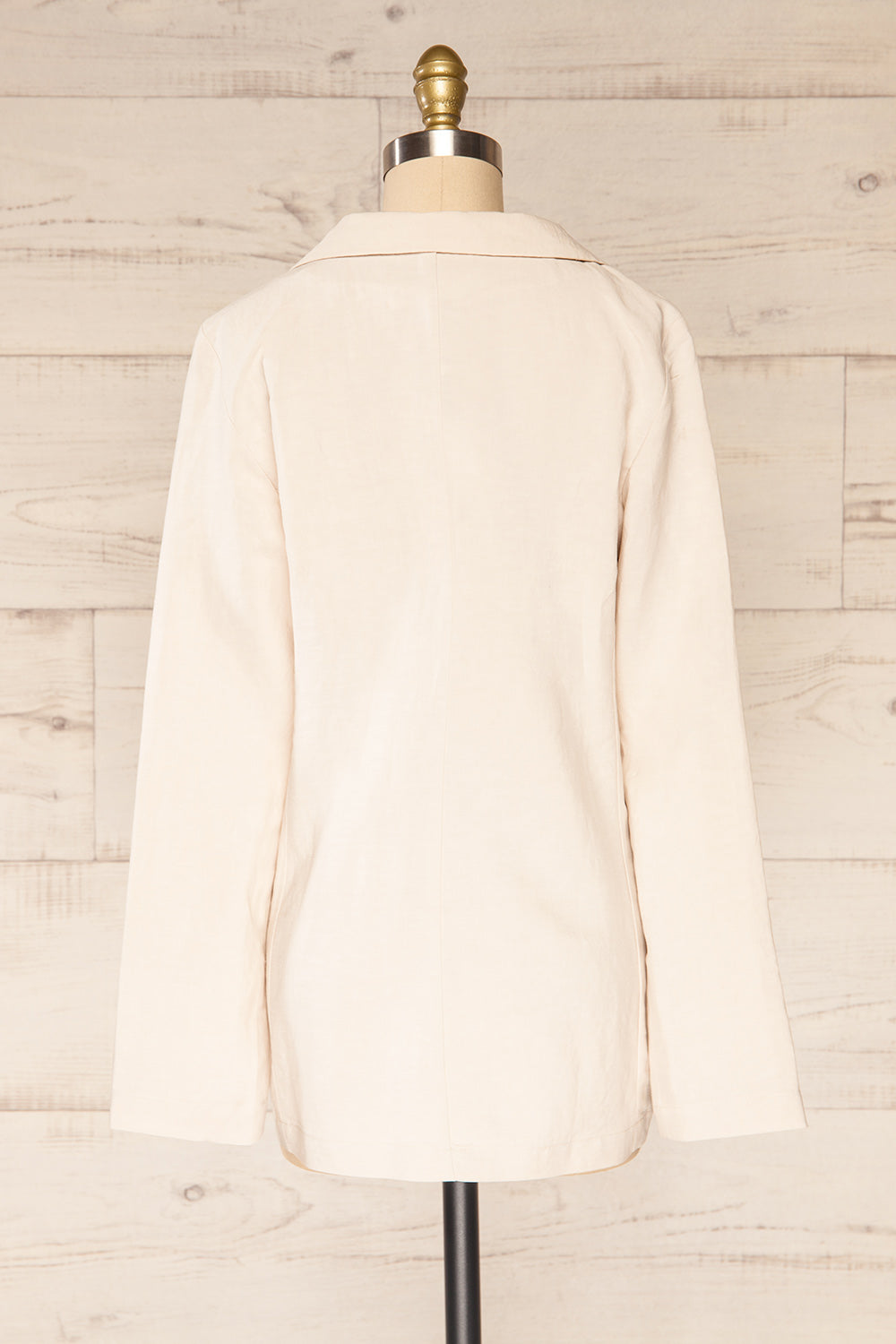 Louisse Beige Faux-Linen Single Button Blazer | La petite garçonne back view