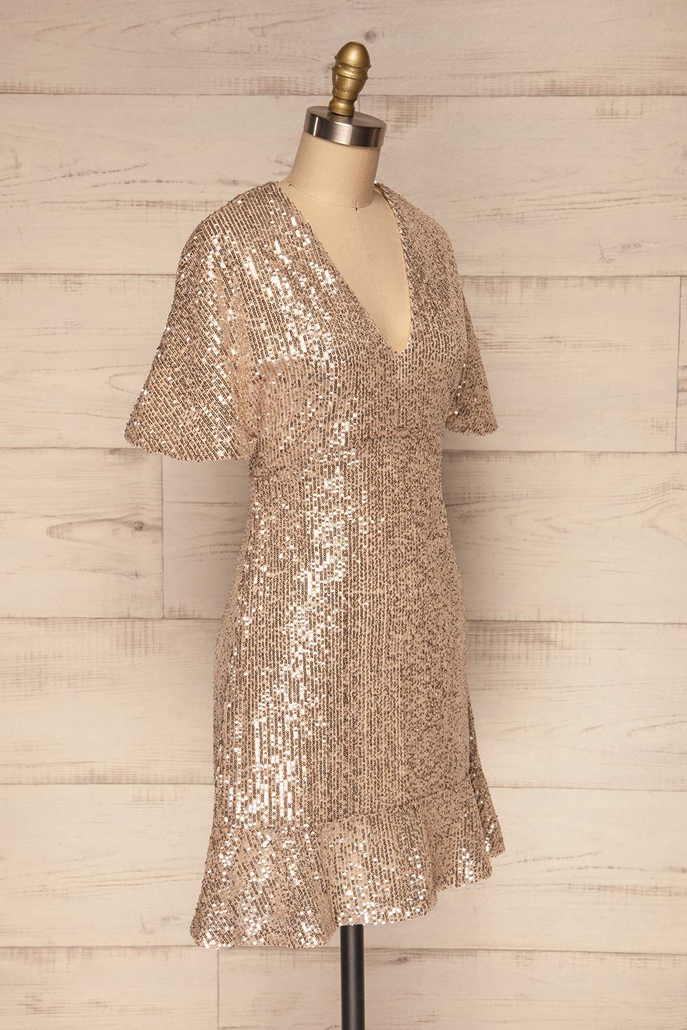 Lubana Silver Sequin V-Neck Shift Dress side view | La Petite Garçonne