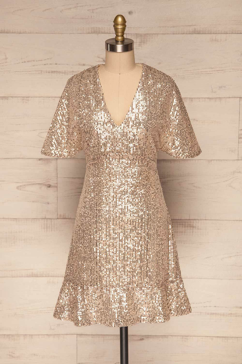 Lubana Silver Sequin V-Neck Shift Dress | La Petite Garçonne
