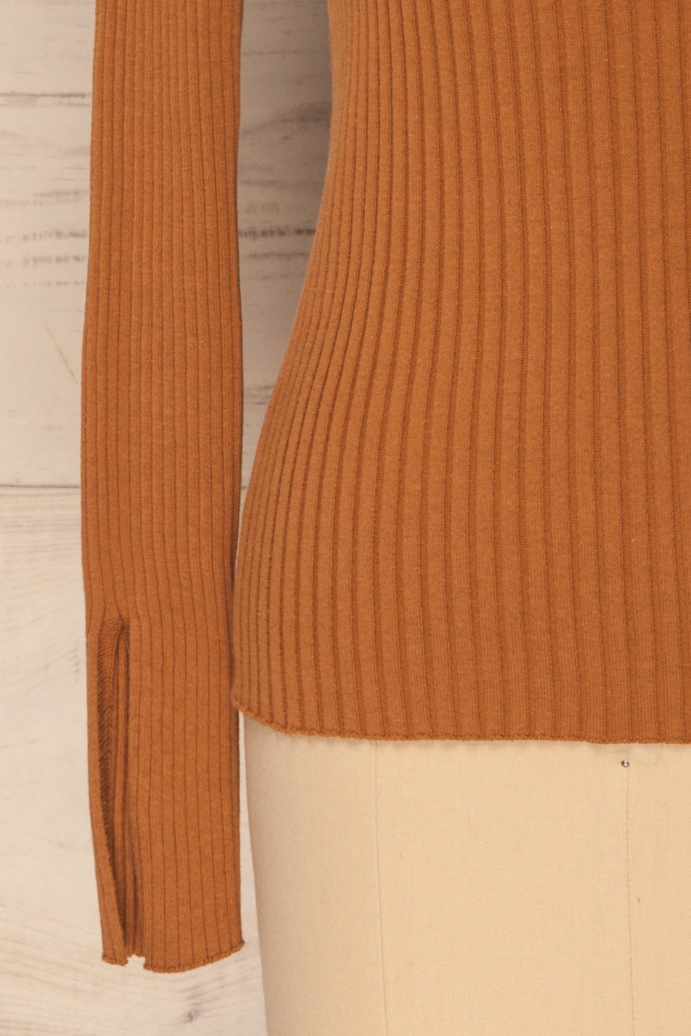 Lubon Mocha Brown Ribbed Knit Turtleneck Top | La Petite Garçonne 8