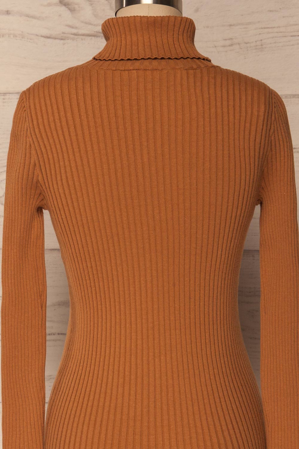 Lubon Mocha Brown Ribbed Knit Turtleneck Top | La Petite Garçonne 7