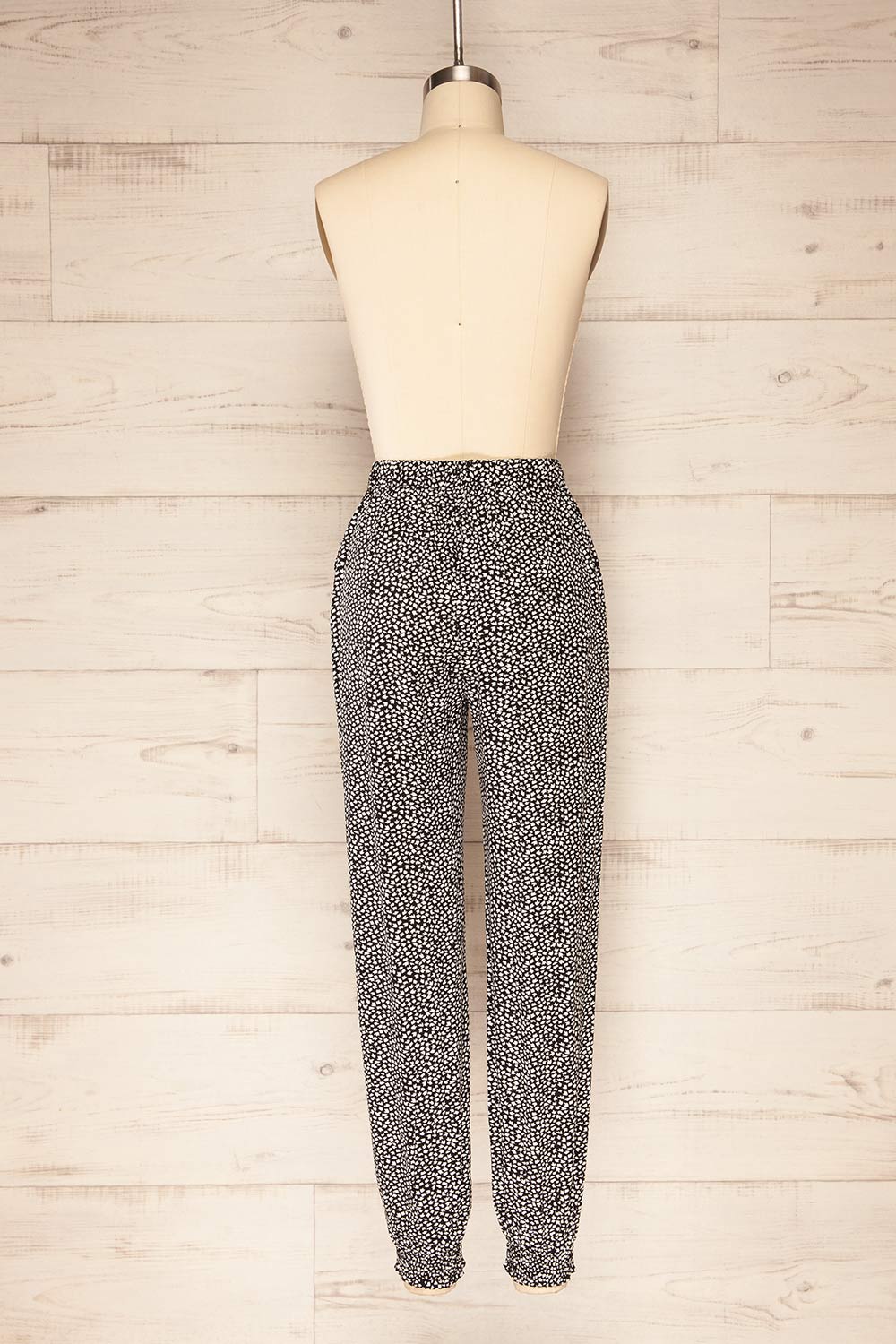 Lubraniec Black Patterned Chiffon Joggers | La petite garçonne back view