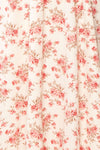 Lucretia Beige V-Neck Floral Midi Dress w/ Buttons | Boutique 1861 fabric