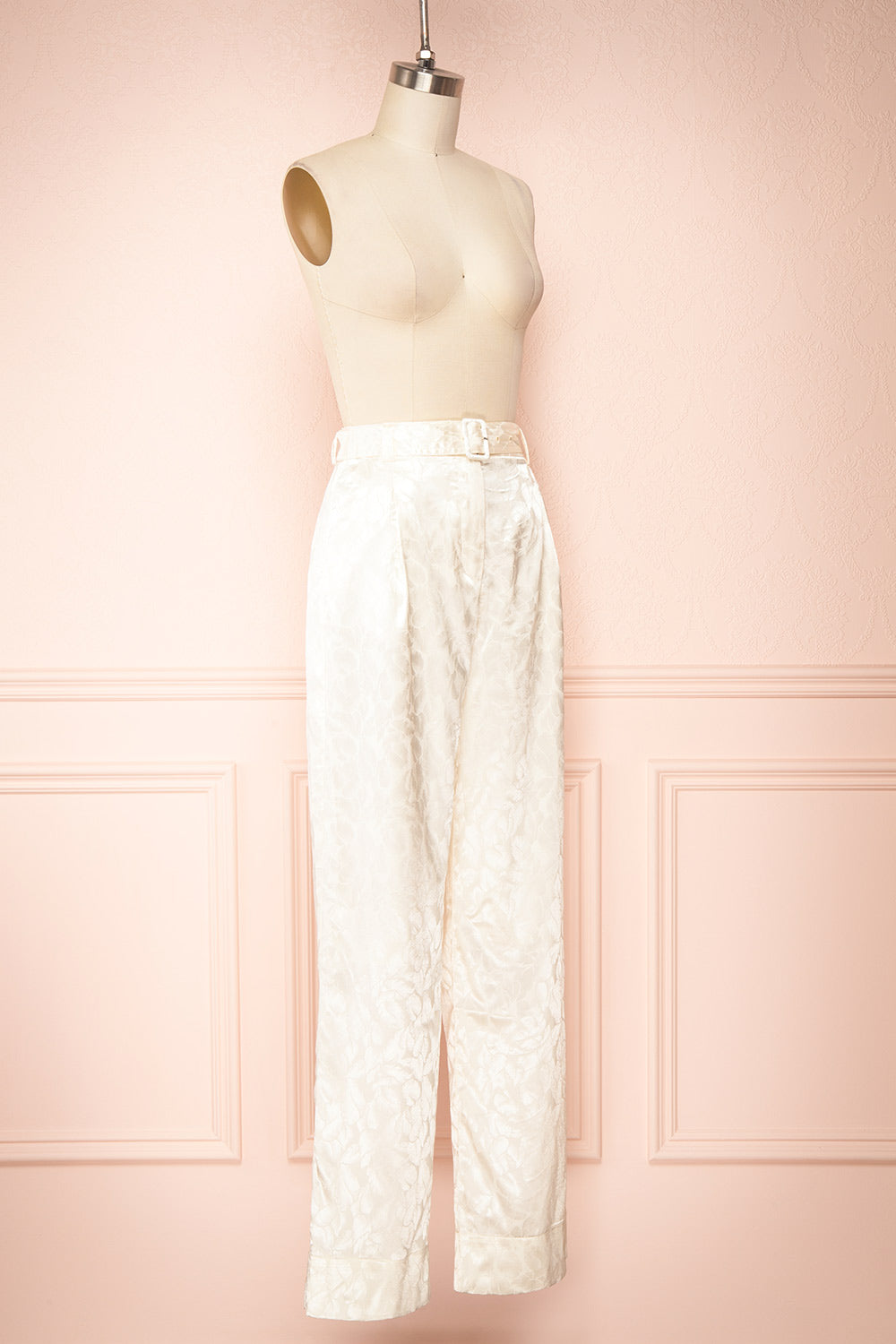 Ludita Ivory Satin Floral Print Pants | Boudoir 1861 side view