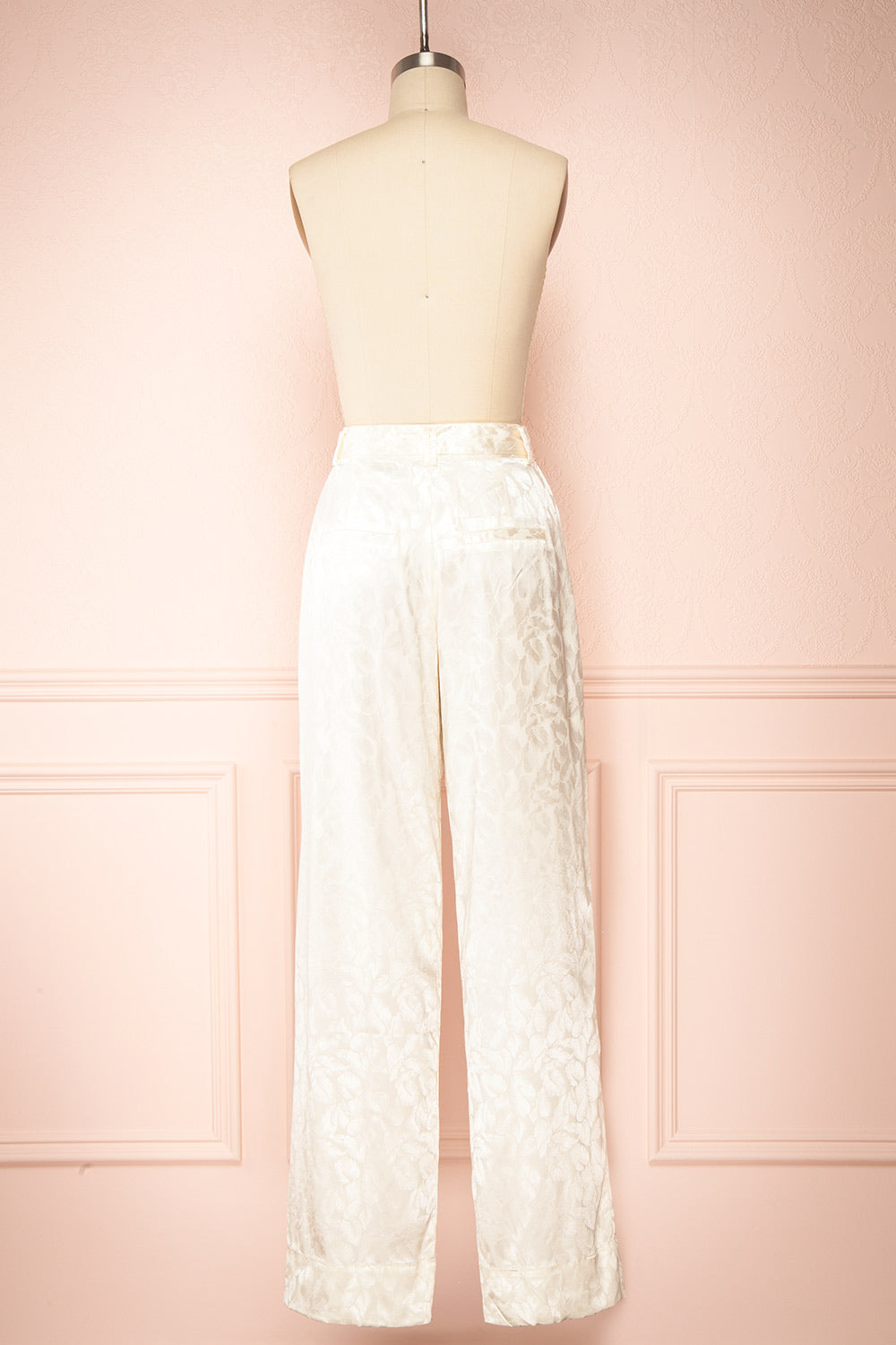 Ludita Ivory Satin Floral Print Pants | Boudoir 1861 back view
