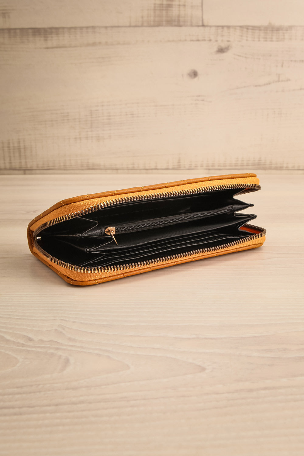 Lueur Yellow Chevron Backpack & Wallet Set | La petite garçonne open view